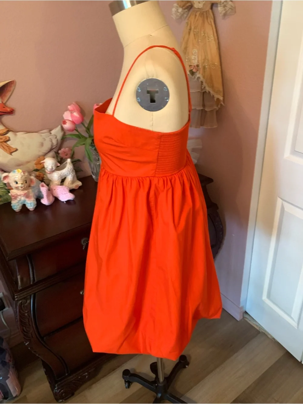 SUNDAY BEST ARITZIA Empire Waist Bubble Dress in Vibrant Orange
